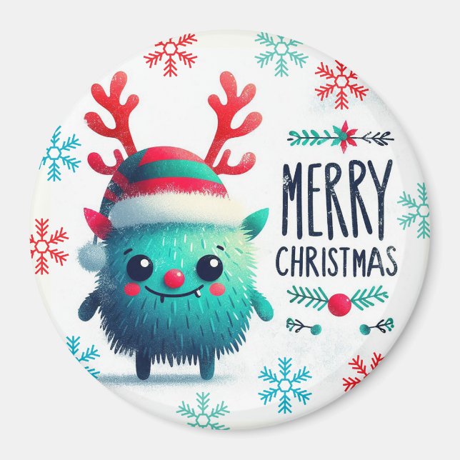 Íman Bonito monstro de Natal fofo (Frente)