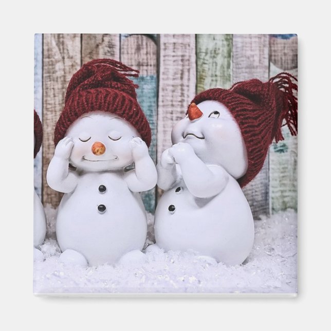 Íman Bonito Natal Azul Snowman (Frente)
