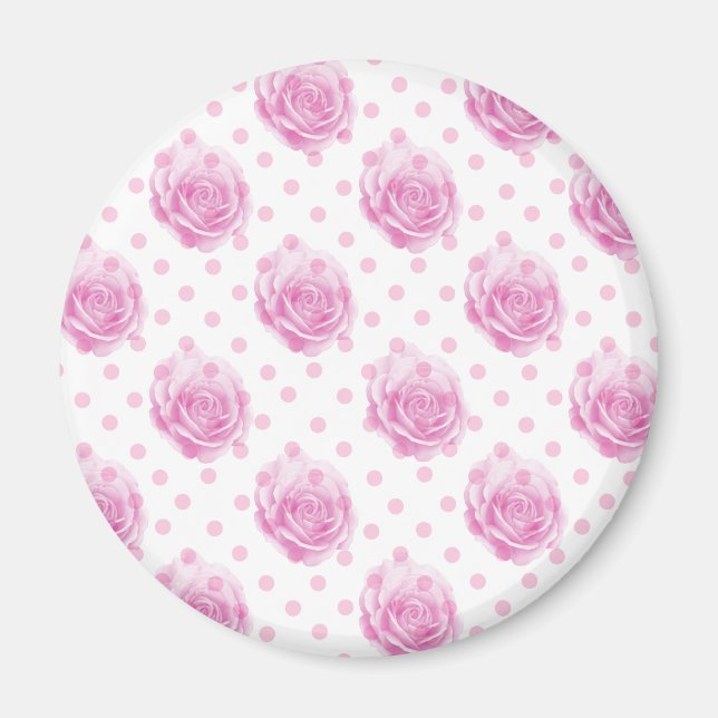 Íman Bonito padrão de rosas rosa (Frente)