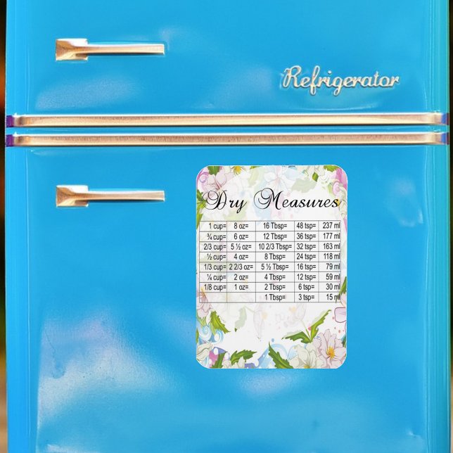 Íman Bonito Pastel Flowers, Equivalentes de Medida Seco (Criador carregado)