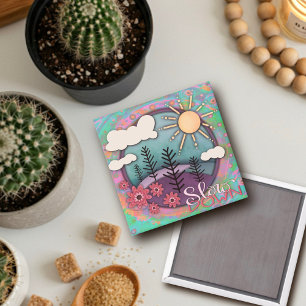 Íman Bonito Pastel Sunset Slow Down Quote Inspirividade