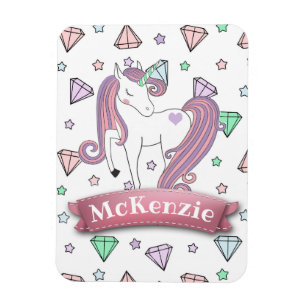 Íman Bonito Pastel Unicorn personalizado Gemas De Dia