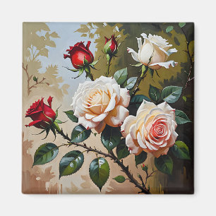 Íman Bonito pintura de branco rosa e rosa vermelha