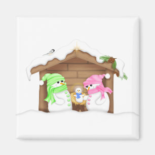 Íman Bonito Presépio de Homem de Neve de Natal