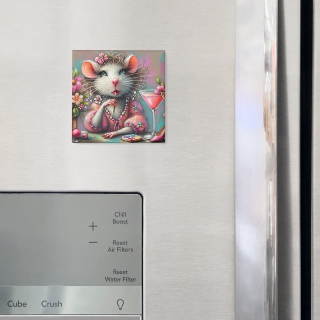 Íman Bonito Rat Lady Tendo um Martini Contemplando (In Situ (Fridge))