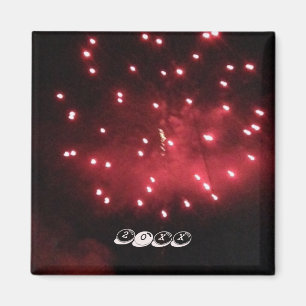 Íman Bonito Red Fireworks Night Sky - Ano Personalizado