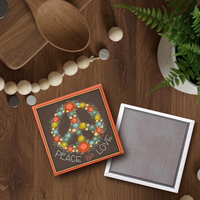 Íman Bonito Sinal Floral de Paz Inspirivência do Amor (Criador carregado)