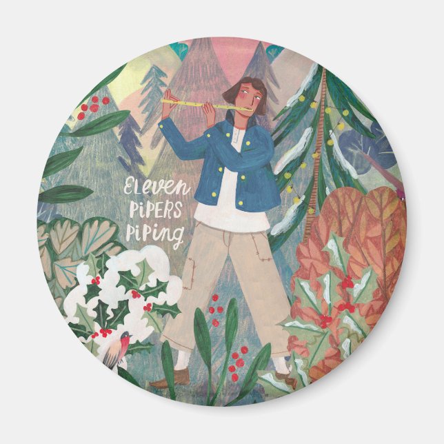 Íman Bonitos 12 dias de Pipers Piping no Natal (Frente)