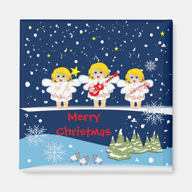 Íman Bonitos Anjos Felizes Magnetos de Natal (Frente)