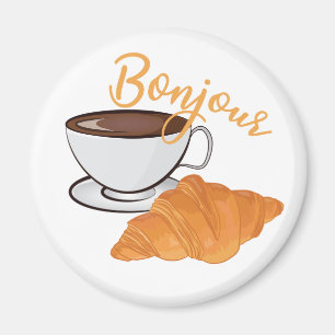 Íman Bonjour Croissant Coffee Breakfast - Café Francês