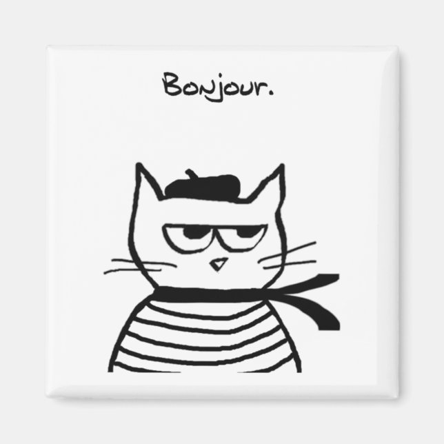 Íman Bonjour French Cat Funny (Frente)