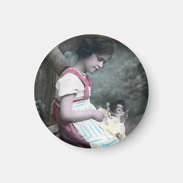 Íman Bonne Année Vintage Girl com Dolll (Frente)