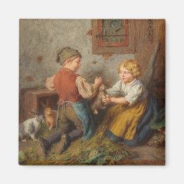 Íman Bons Amigos (Jovens Brincando Com Coelho De Pet)