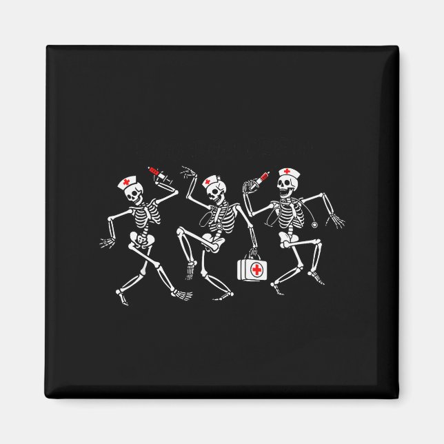 Íman Boo Boo Crew Funny Dancing Skeleton Nurse Squad Ha (Frente)