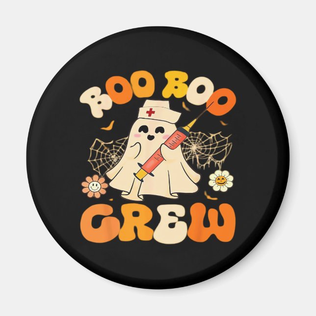 Íman Boo Boo Crew Funny Ghost For Nurse, Retro Hallowee (Frente)