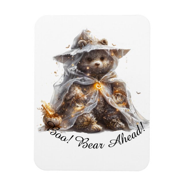 Íman Boo! Cuidado! Urso de Pelúcia. Ursinho fantasma (Vertical)