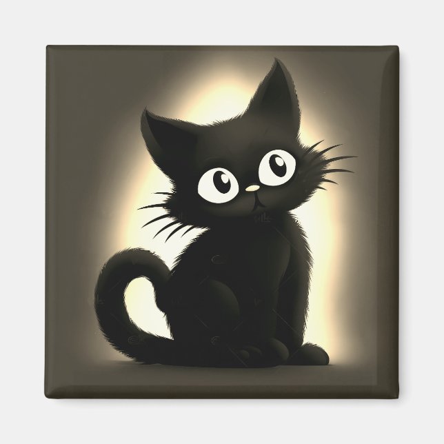 Íman Boo Cute Black Cat Halloween (Frente)