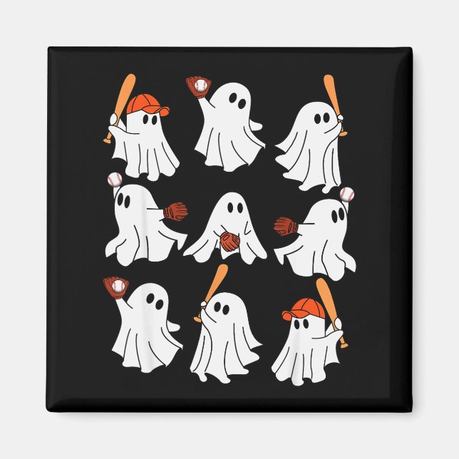 Íman Boo Ghost Halloween Baseball Happy Halloween Baseb (Frente)