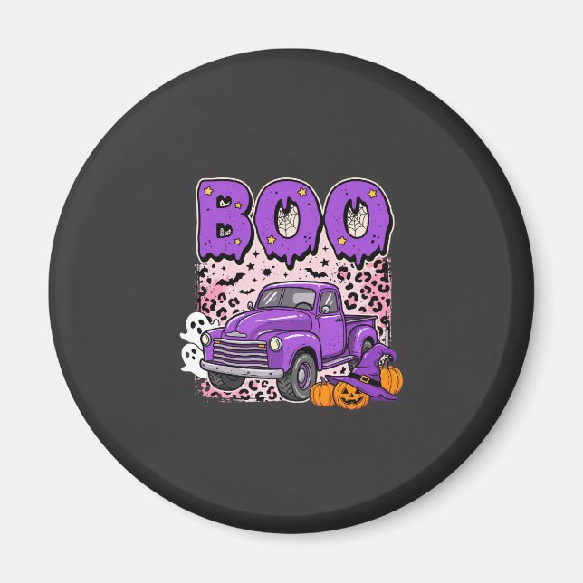 Íman Boo Halloween Caminhão Roxo Fantasma e Abóboras De (Frente)