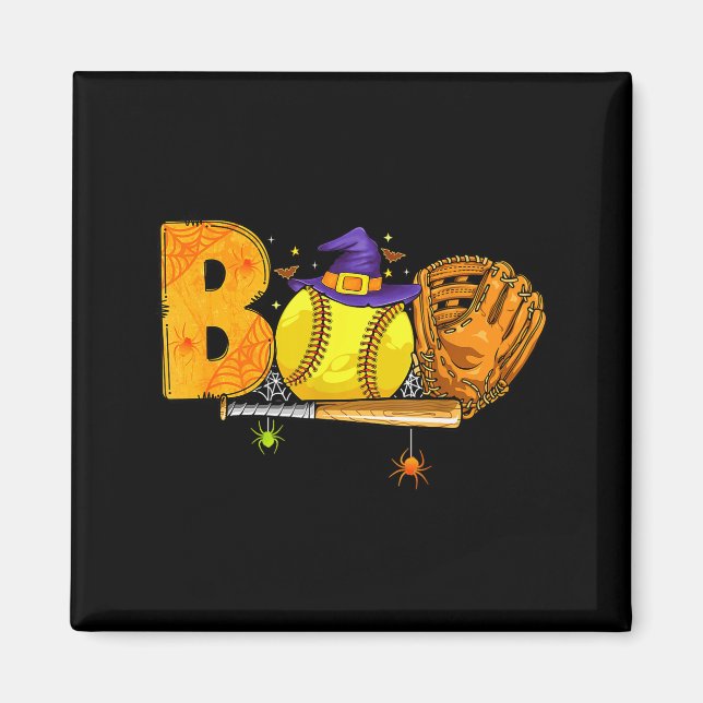 Íman Boo Softball Player Catcher Tcher Funny Halloween  (Frente)