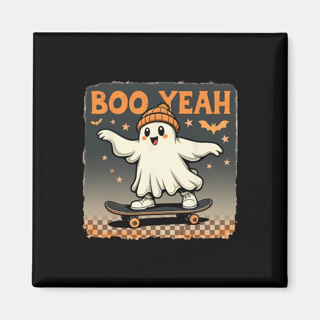 Íman Boo Yeah Halloween Divertido Assustador Fantasma S (Frente)