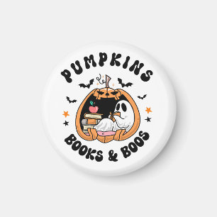 Íman Bookworm Cute Ghost Pumpkins Livros e Livros