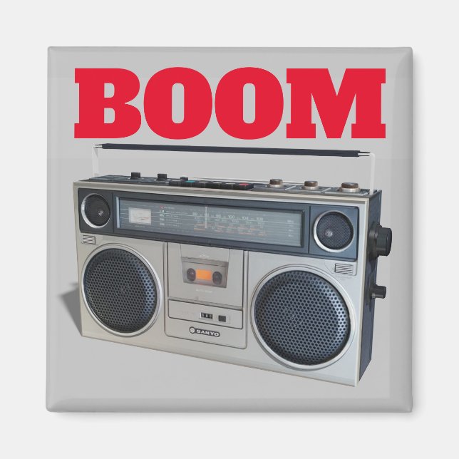 Íman BoomBox Retro Diversão Estéreo (Frente)