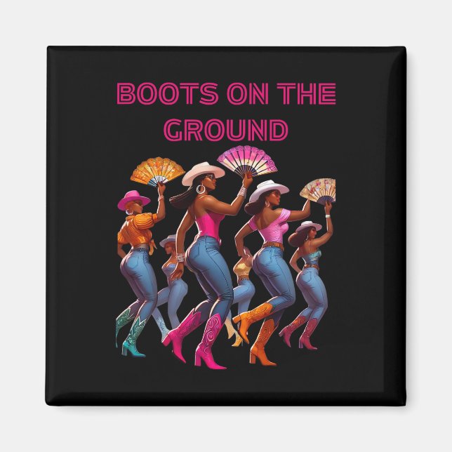 Íman Boot No Ground Line Dancing Queens Black Grou (Frente)
