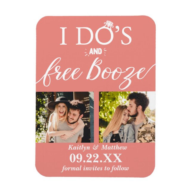 Íman Booze Livre Casamento Moderno Salve a Data (Vertical)