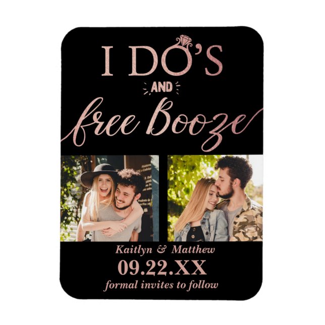 Íman Booze Livre Casamento Moderno Salve a Data (Vertical)