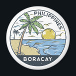 Íman Boracay Filipinas Vintage<br><div class="desc">Design de arte vetorial de Boracay. Boracay é uma pequena ilha no centro das Filipinas. É conhecido por seus resorts e praias.</div>
