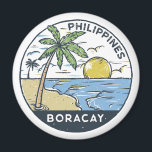 Íman Boracay Filipinas Vintage<br><div class="desc">Design de arte vetorial de Boracay. Boracay é uma pequena ilha no centro das Filipinas. É conhecido por seus resorts e praias.</div>