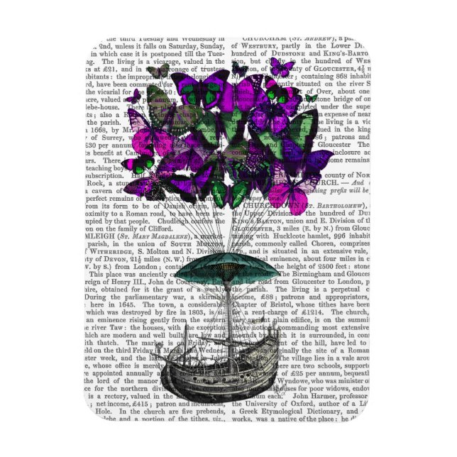 Íman Borboleta 2 Roxo e Verde (Vertical)