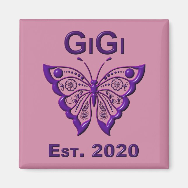 Íman Borboleta Adorável Gigi "Est 2020" (Frente)