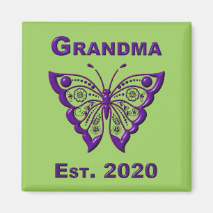 Íman Borboleta Adorável Vovó "Est 2020"