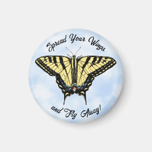 Íman Borboleta Amarelo Swallowtail Blue Sky Personaliza