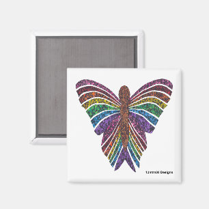 Íman Borboleta Arco-íris (branca) - ímã