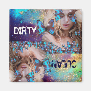 ÍMAN BORBOLETA AZUL COM SPARKLES DO OURO VERDE