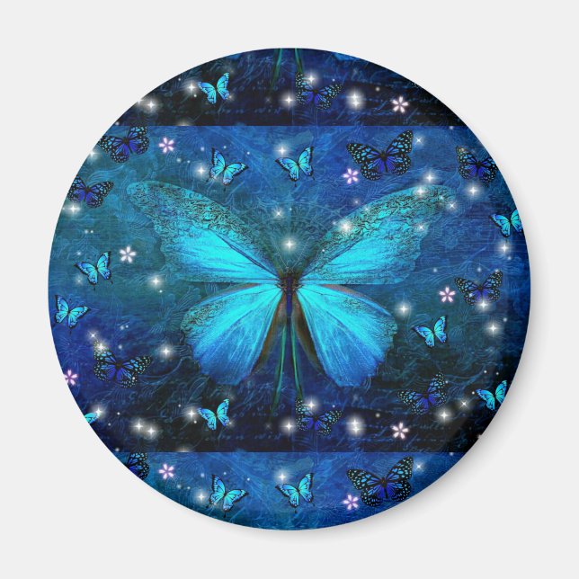 Íman Borboleta Azul Elegante (Frente)