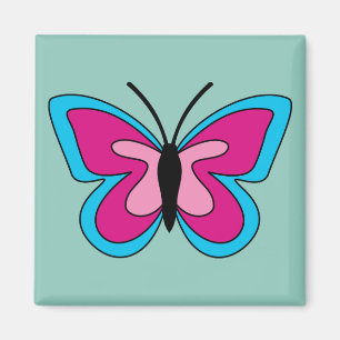 Íman Borboleta Azul Magenta Rosa