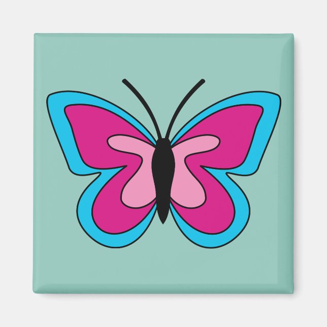 Íman Borboleta Azul Magenta Rosa (Frente)