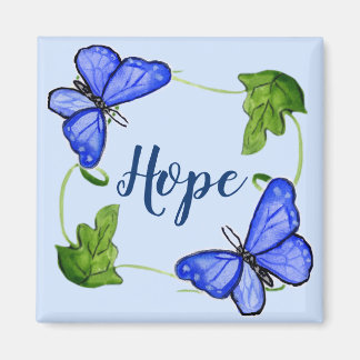 Íman Borboleta Azul Personalizada Com Imagem De Vinhas