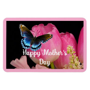 Íman Borboleta Com Flores Fotográficas