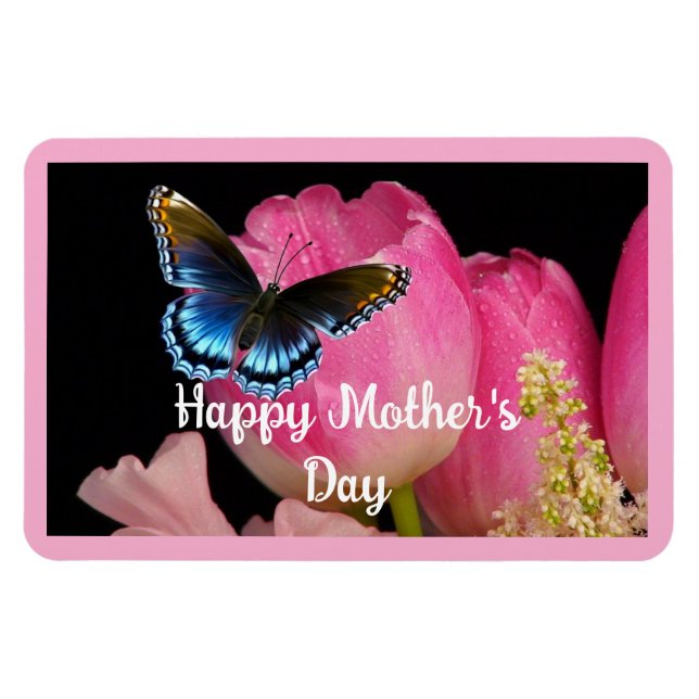 Íman Borboleta Com Flores Fotográficas (Horizontal)