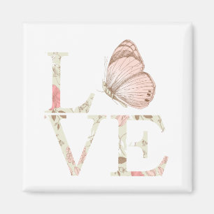 Íman Borboleta de Amor Rosa Inspiradora Floral
