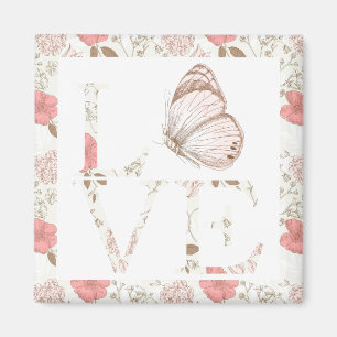 Íman Borboleta de Amor Rosa Inspiradora Floral