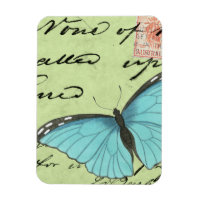 Borboleta de asa azul no cartão postal