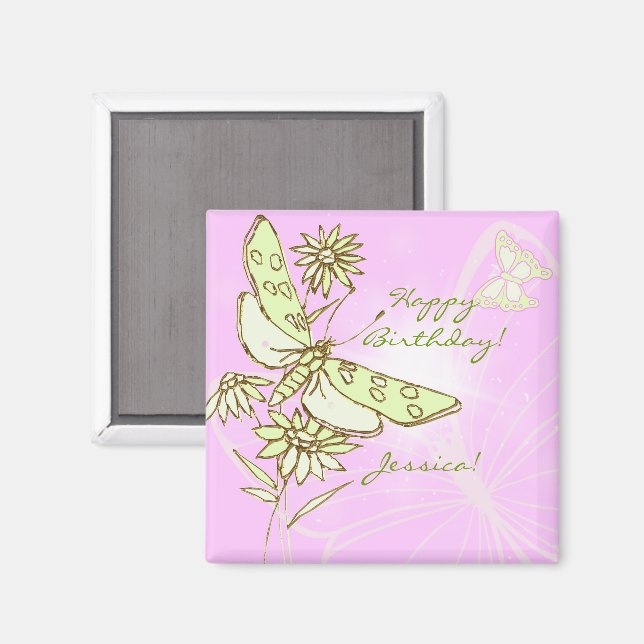 Íman Borboleta de Limão Rosa e Lima (Front/Back)