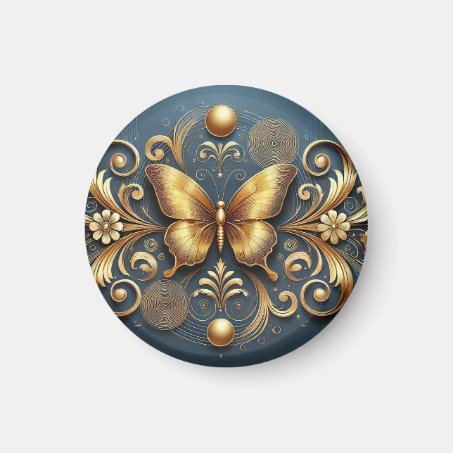 Íman ✨ Borboleta Dourada Acento Decorativo 🦋 (Frente)