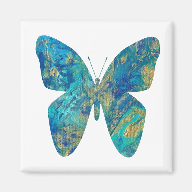 Íman Borboleta Dourada e azul (Frente)